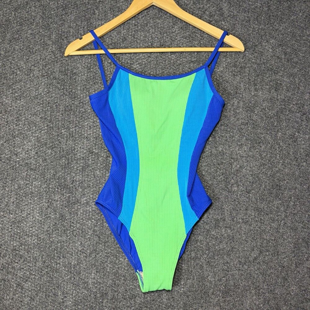 Vintage Maillot Baltex Body ID color block waffle textured one piece swimsuit 8